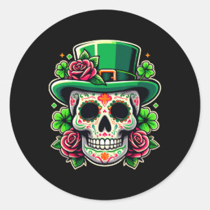 Saint Patricks Day Sugar Skull La Catrina St Peddy Runt Klistermärke