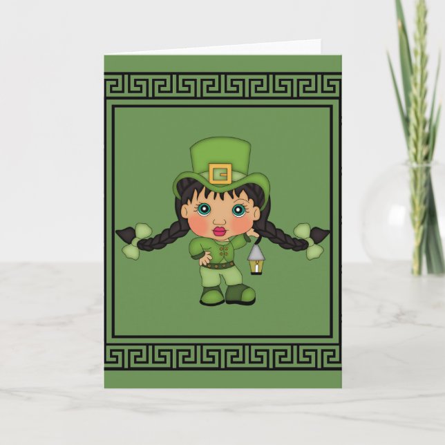 Saint Patrick's Day Tjej Tomte Kort (Framsida)