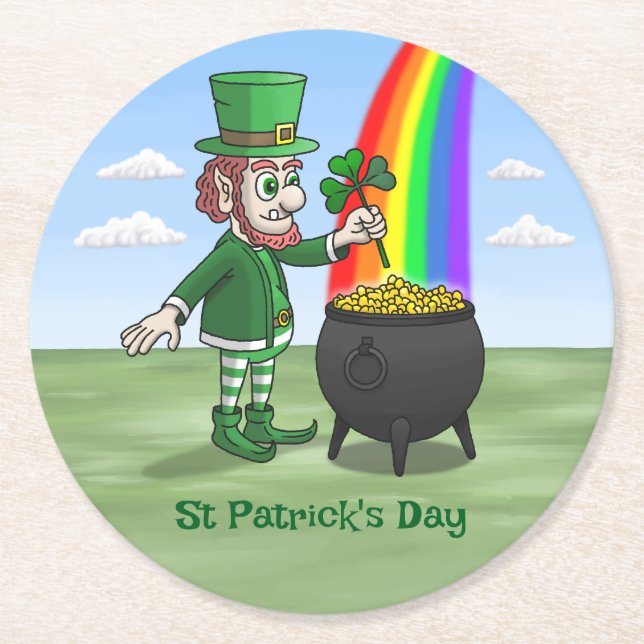 Saint Patrick's Day Tomte Underlägg Papper Rund (Framsidan)