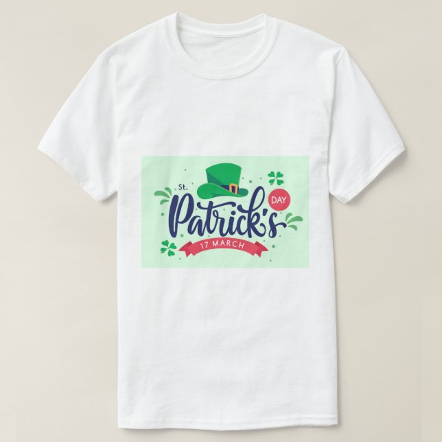 Saint Patrick's Day-tröja – Lycklig Leprechaunhatt T Shirt (Design framsida)