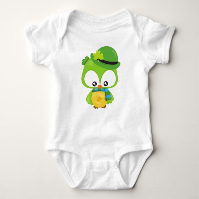 Saint patrick's day Uggla, Klöver, Leprechaun Hat T Shirt (Framsida)