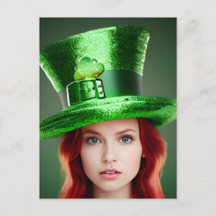Saint Patricks Day Woman Vykort