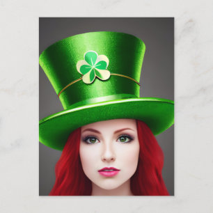 Saint Patricks Day Woman Vykort