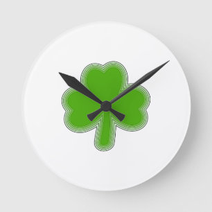 Saint Patricks Shamrock-ritning Rund Klocka