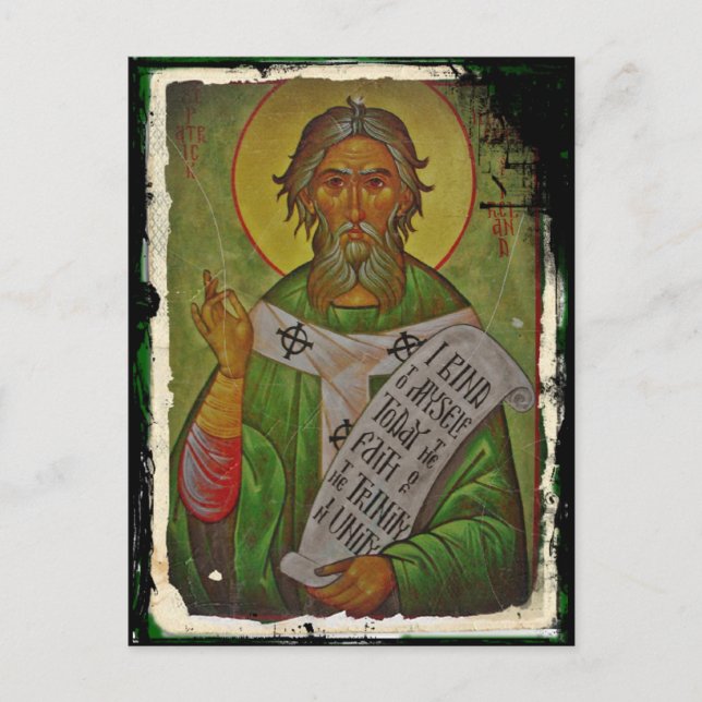 Saint patricksymbol på grönt vykort (Framsida)