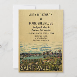Saint Paul Bröllopsinbjudan Vintage Mid-Century Inbjudningar