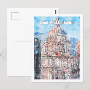 Saint Paul Cathedral London Travel Watercolor Vykort
