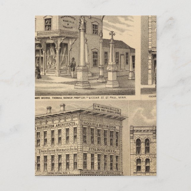 Saint Paul, Minneapolis, Minnesota Lithograph Kart Vykort (Framsida)