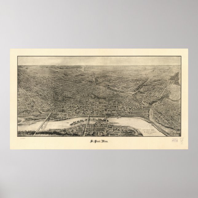 Saint Paul Minnesota 1906 Antique Panoramic Karta Poster (Framsidan)