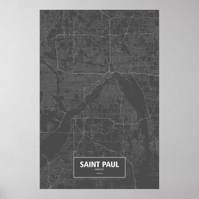 Saint Paul, Minnesota (vit på svart) Poster (Framsidan)