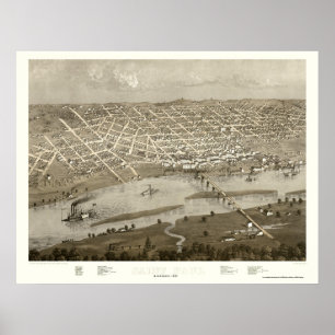 Saint Paul, MN Panoramic Karta - 1867 Poster