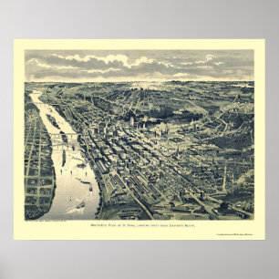 Saint Paul, MN Panoramic Karta - 1893 Poster