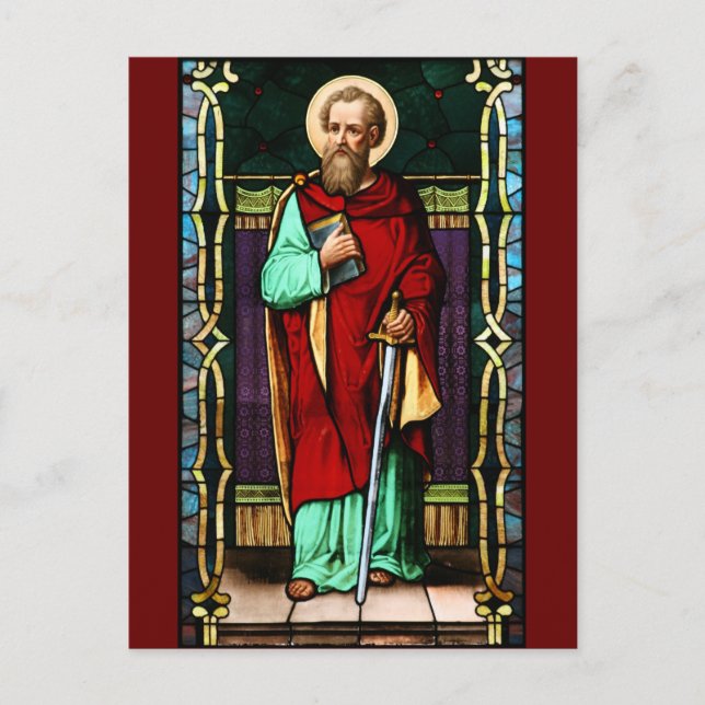 Saint Paul (Paul the Apostle) Glass Art Vykort (Framsida)