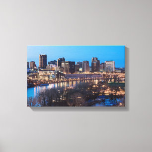 saint paul skyline och riverfront nattetid canvastryck