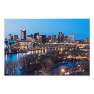 saint paul skyline och riverfront nattetid fototryck