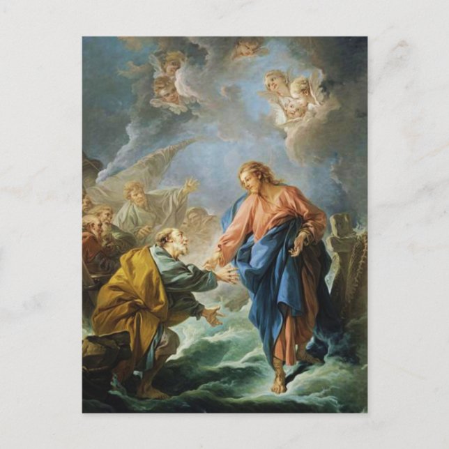 Saint Peter Walk på Vatten av Francois Boucher Pos Vykort (Framsida)