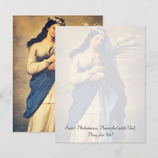 Saint Philomena Inspirational card (Fram/baksida)