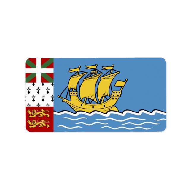 Saint Pierre och Miquelon flagga Adressetikett (Framsidan)