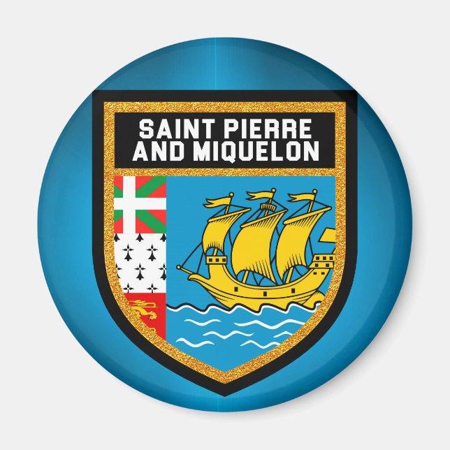Saint Pierre och Miquelon Flagga Magnet (Framsidan)