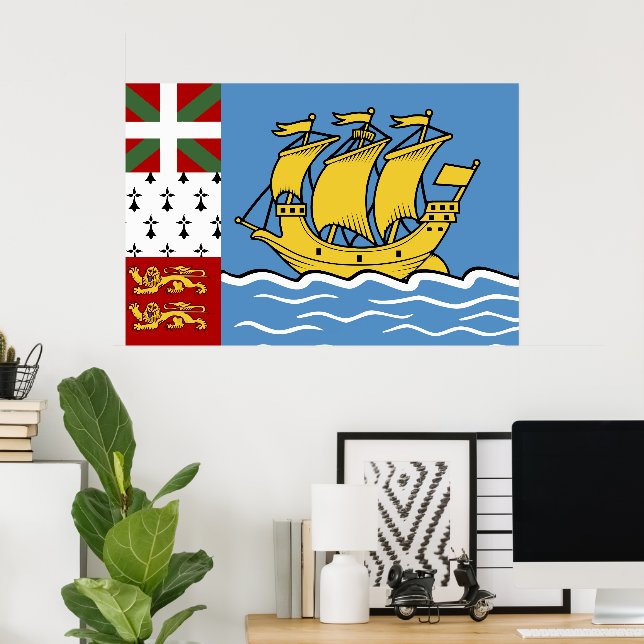 Saint Pierre och Miquelon flagga Poster (Hemmakontoret)