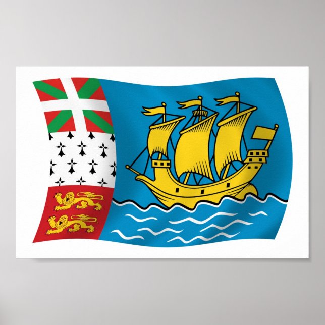 Saint Pierre och Miquelon Flagga Poster Skriv ut (Framsidan)