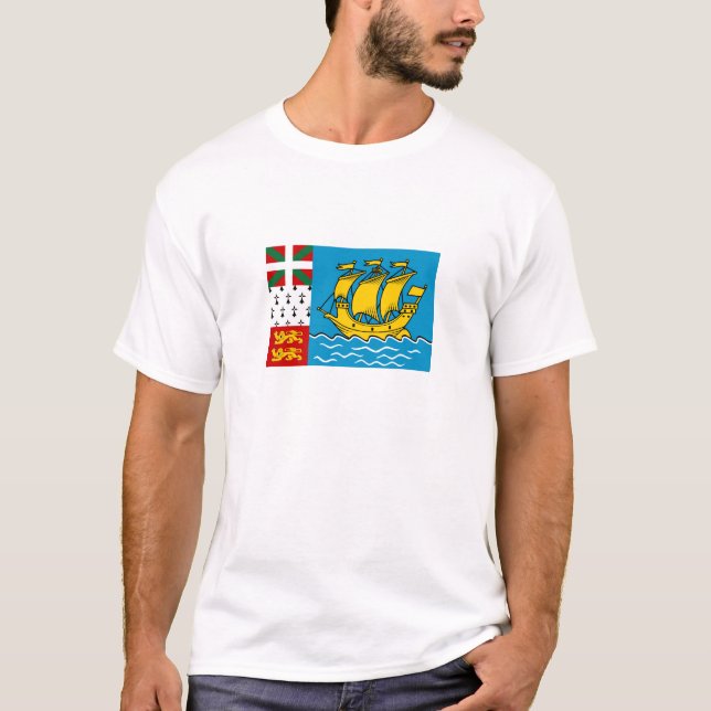 Saint Pierre och Miquelon Flagga T Shirt (Framsida)