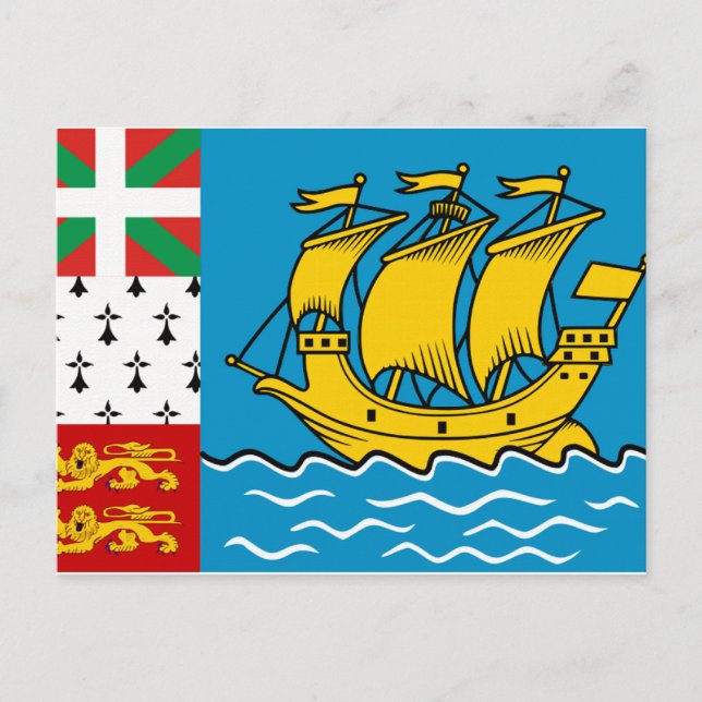 Saint Pierre och Miquelon Flagga Vykort (Framsida)