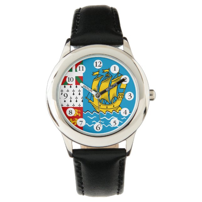 Saint Pierre och Miquelons flagga Armbandsur (Framsida)