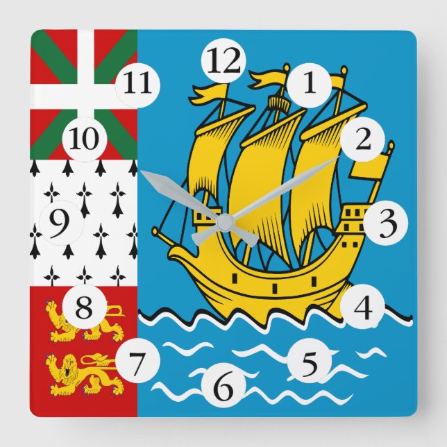 Saint Pierre och Miquelons flagga Fyrkantig Klocka (Framsida)