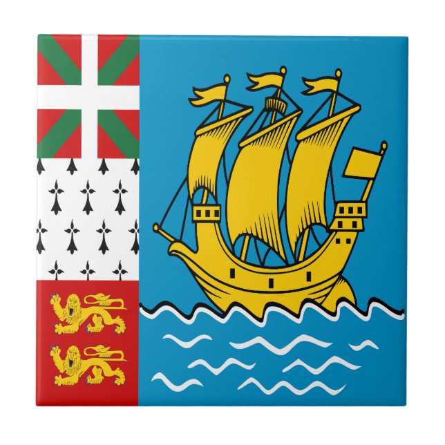 Saint Pierre och Miquelons flagga Kakelplatta (Framsidan)