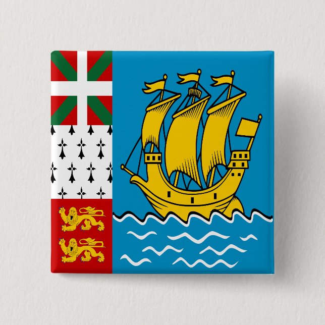 Saint Pierre och Miquelons flagga Knapp (Framsida)