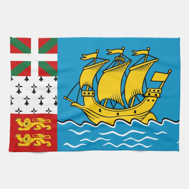 Saint Pierre och Miquelons flagga Kökshandduk (Horisontell)