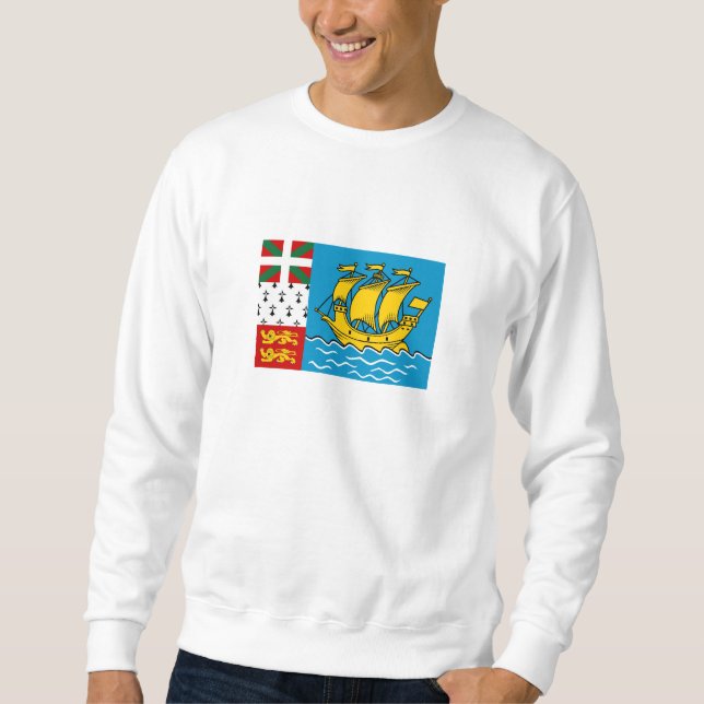 Saint Pierre och Miquelons flagga Lång Ärmad Tröja (Framsida)