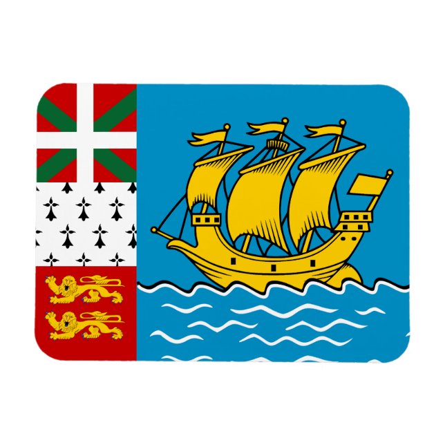Saint Pierre och Miquelons flagga Magnet (Horisontell)