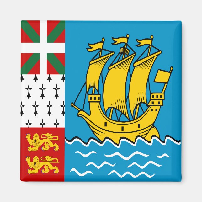 Saint Pierre och Miquelons flagga Magnet (Framsidan)