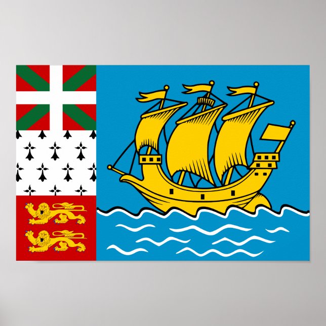 Saint Pierre och Miquelons flagga Poster (Framsidan)