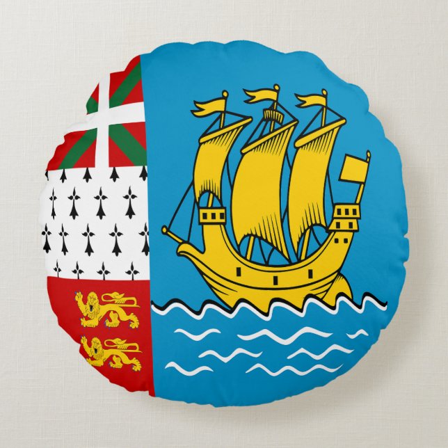 Saint Pierre och Miquelons flagga Rund Kudde (Framsidan)