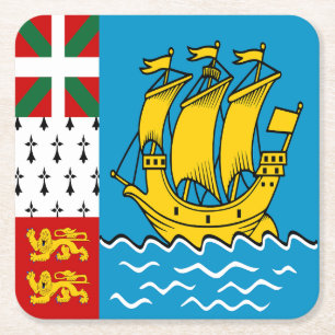Saint Pierre och Miquelons flagga Underlägg Papper Kvadrat