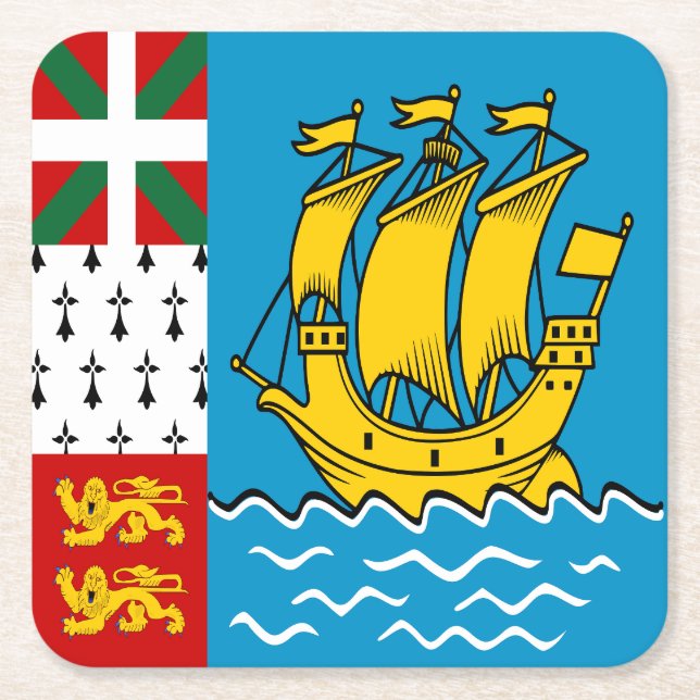 Saint Pierre och Miquelons flagga Underlägg Papper Kvadrat (Framsidan)