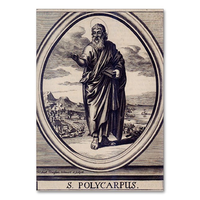Saint Polycarp Smyrna Martyr och Church Far Bordsnummer (Framsidan)