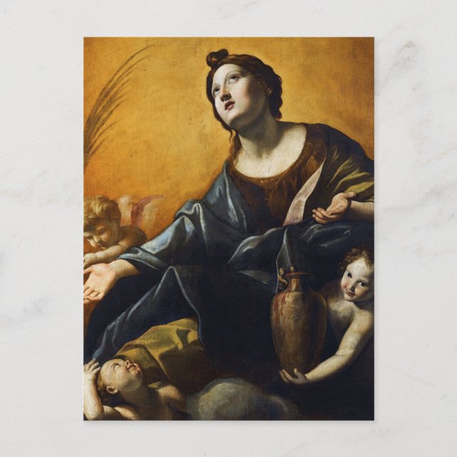 Saint Praxedis av Giovanni Lanfranco Vykort (Framsida)