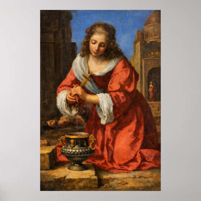 Saint Praxedis by Johannes Vermeer Poster (Framsidan)
