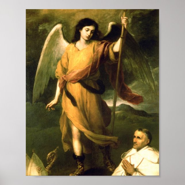 Saint Raphael av Bartolome Esteban Murillo Poster (Framsidan)