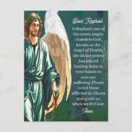 Saint Raphael Healing Archangel Angel Prayer Blank Vykort