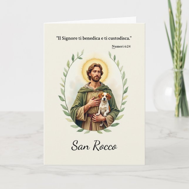 Saint Rocco italiensk Religiösa Scripture Blessing Kort (Framsida)