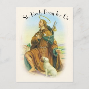 Saint Roch Rocco Italiana Patron Saint of Hundar Vykort