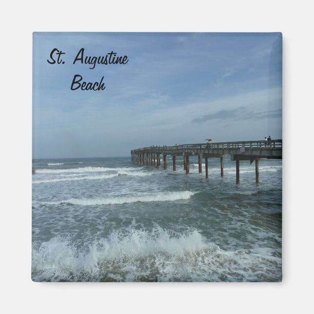 Saint Saint Augustine Beach Pier Photo Magnet FL (Framsidan)