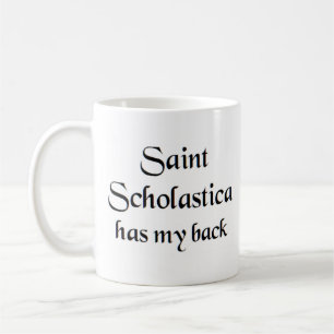 saint scholastica kaffe mugg