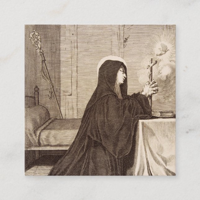 Saint Scholastica Patroness of school Fyrkantigt Visitkort (Framsida)
