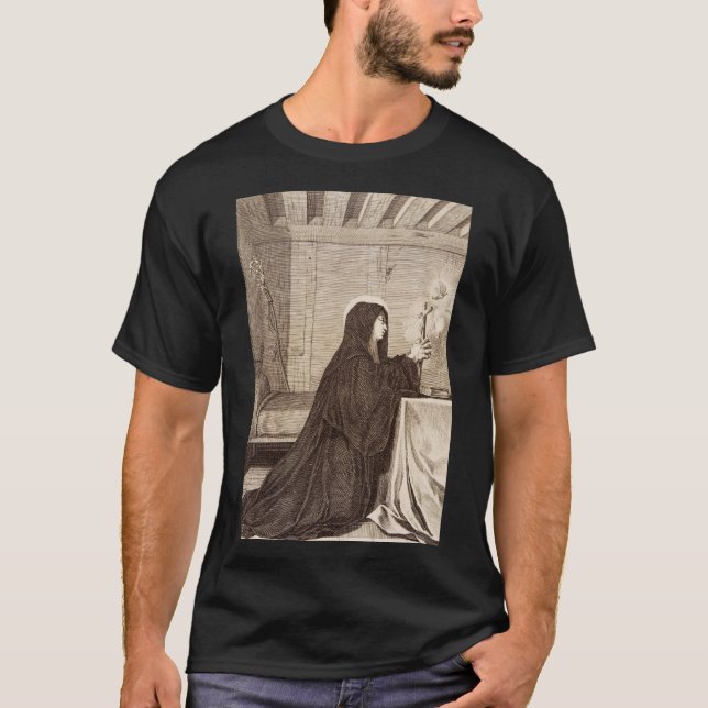 Saint Scholastica Patroness of school T Shirt (Framsida)